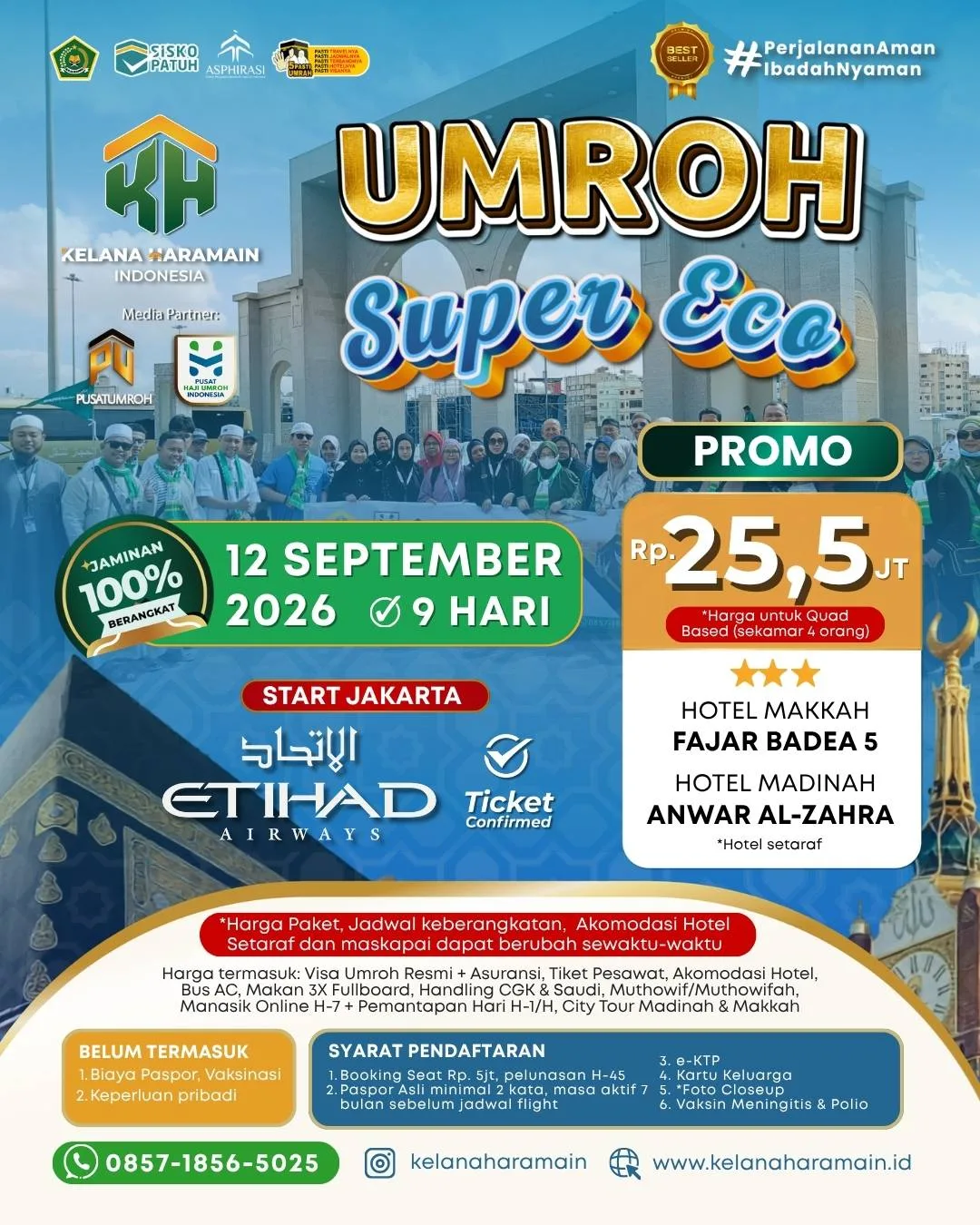 Umroh Super Promo 12 September 2026 9 Hari via Etihad